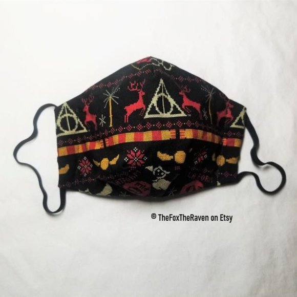 Harry Potter Christmas Fair Isle Fitted Face Mask - Picture 3 of 9